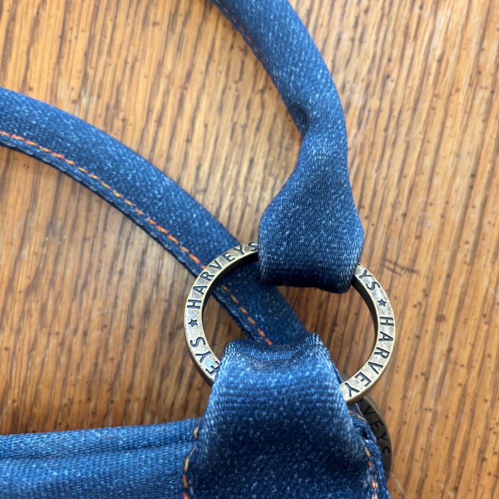 Harvey's Seatbelt Bag Stella Denim Blue Indigo Teardrop Curved Shape Satchel Bag - Picture 10 of 14